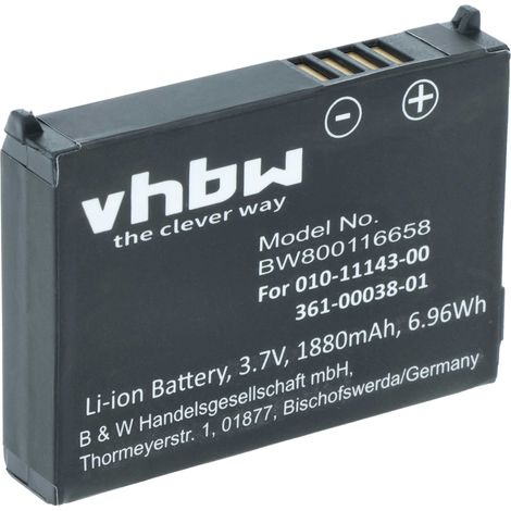 vhbw 1x Battery compatible with Garmin Nüvi 500, 550, 510 GPS Navigation System Sat Nav (1880mAh, 3.7 V, Li-Ion)