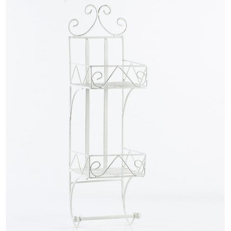 Étagère murale métal 2 niveaux porte-serviettes 18x18x63 cm