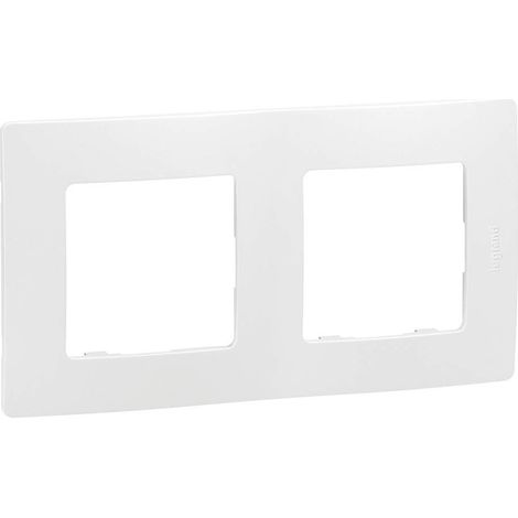 1 Cadre 2 éléments Blanc, Entraxe 71mm, Plaque de finition, Horizontal Vertical, Appareillage mural Niloe