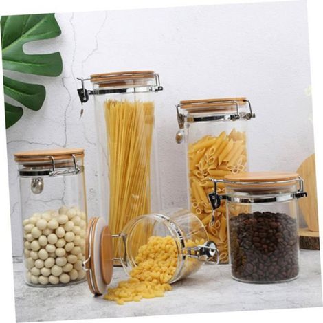 Pot Verre Avec Couvercle Hermétique Bocal De Conservation Transparent Pour Aliments Céréales Et Épices Capacité,100200 (1/4)