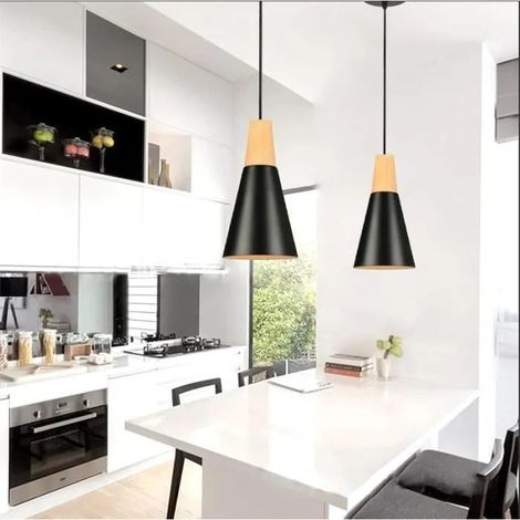 kawoo 2pcs Lustre Salon,Lampe Suspension Vintage Ajustable Noir Luminaire Industriel Style Edison pour Cuisine Chambre (1/4)