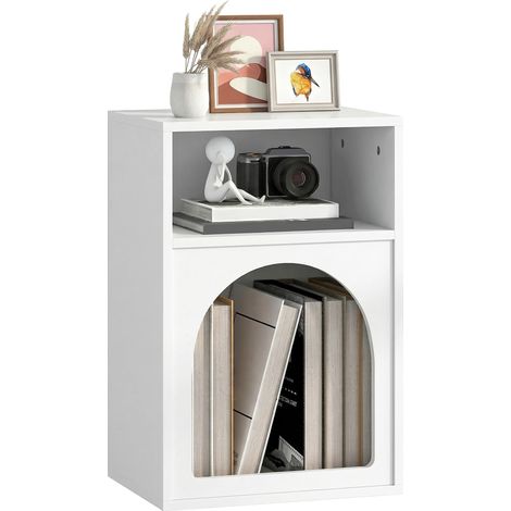 HOMCOM Bedside Table, Modern Bedside Cabinet for Bedroom, White