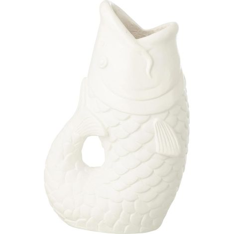 Cache-Pot Poisson Dressé "Lanny" 35cm Blanc (1/3)