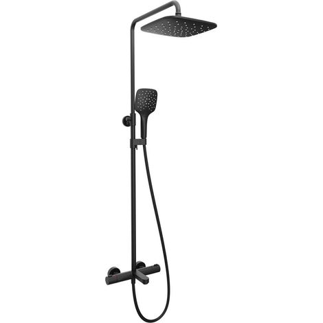 Ravak Termo - Set de ducha con termostato de baño, 25x25 cm, 3 chorros, negro X070444 (1/4)