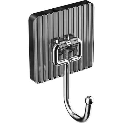 Gancho adhesivo gris, resistente y autoportante, que no requiere taladrar ni decolorar, ideal para baños o cocinas, fabricado en acero inoxidable. (1/5)