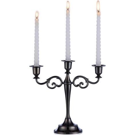 Chandelier 3 branches aluminium noir brillant pour table et décoration de mariage (1/5)