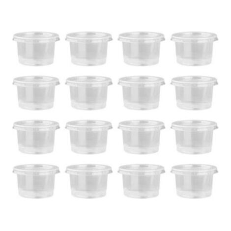 FENOPLASTICA100 gobelets jetables en plastique transparent avec couvercles pour contenir des sauces et des chutneys, gobelets portables (30 ml) (1/5)