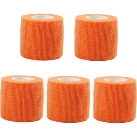 Packung mit 5 einfachen, selbstklebenden Hornhautentferner-Pflastern, elastisches Anti-Abrieb-Tape für Hände und Nägel, 5 cm x 4,5 m, orange