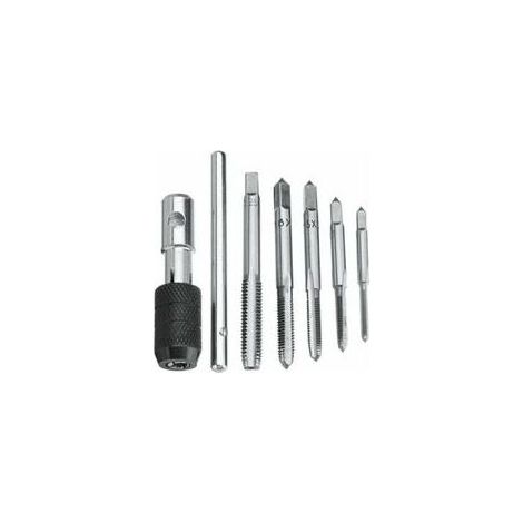 5Pcs Tarauds à Goujure Droite à Main Métrique Assortiment M3 M4 M5 M6 M8 avec 1Pc Clé Réglable, Ensemble de Taraudage à Filetage en Acier avec Tourne-à-gauche en T pour Filet Rapporté (1/5)