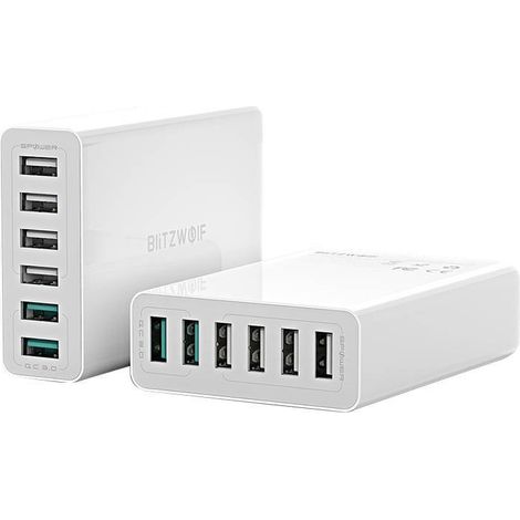 Chargeur USB Blitzwolf BW-S15 6x, QC 3.0, 60W (Blanc)