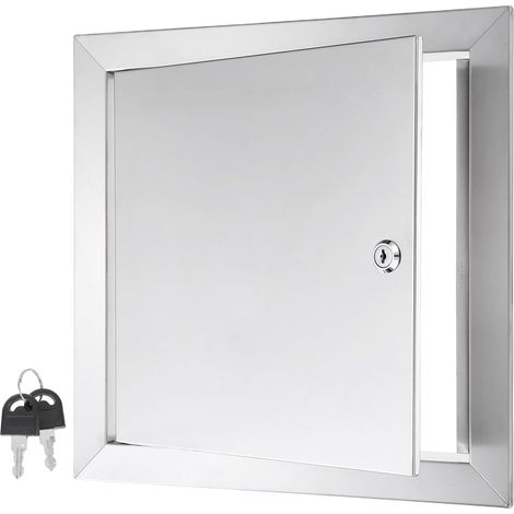 Panneau d'accès (30,5 x 30,5 cm) – Renforcé durable, en acier inoxydable 304 – Porte d'inspection verrouillable pour cloison sèche, mur, plomberie, électricité, CVC, argenté (1/5)