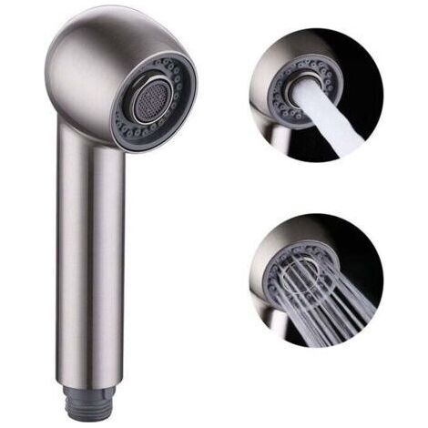 Douchette Robinet Cuisine Remplacement 2 Jets Tête Douchette pour Mitigeur extractible Cuisine, Filetage droit G1/2, Nickel Brossé (1/5)