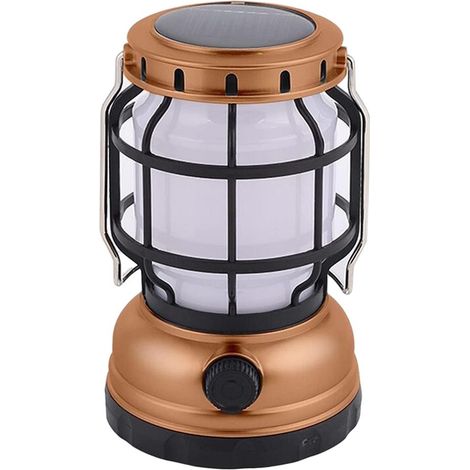 Bronzefarbene Solar-Zeltlampe – Wasserdichte Überlebenslampe  Campinglampe, USB-wiederaufladbare Campinglampe, Outdoor-Lampe, Solarlampe, geeignet für Camping, Wandern, Fahrzeugpannen usw.