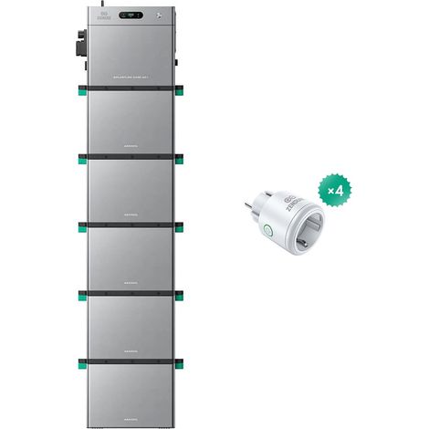 Zendure SolarFlow 2400 AC+ – Stockage AC 2400W, 2,4 kWh extensible à 16,8 kWh, compatible solaires, Plug & Play, 2400VA. avec 5xAB3000L (14.4 kWh), avec 4x Smart Plug Pro