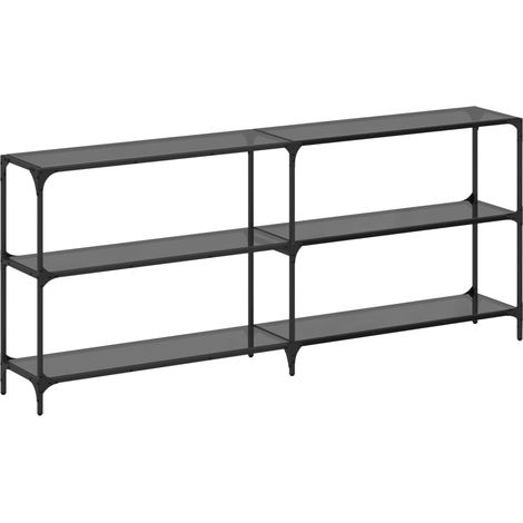 Maison Exclusive - Tavolino Consolle con Piano in Vetro Nero 194,5x30x81cm Acciaio (1/5)