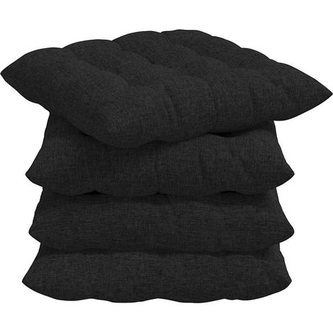 vidaXL  Seat Cushions  4 pcs Black 40 x 40 x 6 cm Fabric