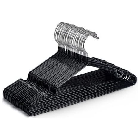 Lot de 20 cintres en métal noir de haute qualité, 40,5 x 19,5 x 0,41 cm, gain de place, adaptés aux armoires (1/5)