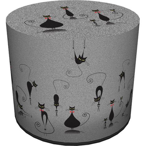 Dekorativer Pouf von Bertoni mit Katzenmotiv – runder Pouf für Wohnzimmer und Flur, 40 cm Durchmesser, elegant, mit Reißverschluss, waschbar (1/5)
