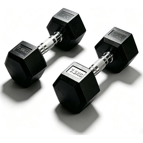 Mcc Direct Professional Grade Rubber Hex Dumbbells - Anti-Roll, Noise-Reducing, Ergonomic Knurled Grip for Home Gym & Studio Strength Training 15KG (1/5)