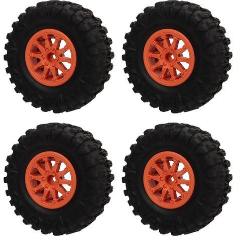 RC 2,2-Zoll-Crawler-Reifen mit Nylon-Dreiecksnabe, kompatibel mit Axial SCX10 90046, Traxxas und Redcat GEN8 – Orange (1/5)