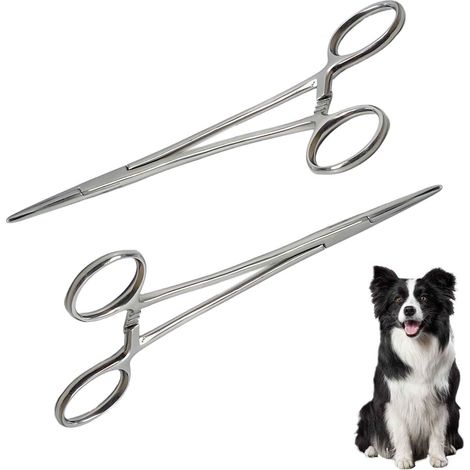 2 Pièces Pince Piercing 12.5cm, Pinces de Pêche pour Boucles D'oreilles, Pinces Multifonction pour Bricolage Soins Animalier Soudure Artisanat Poignée droite multifonctionnelle en acier argenté