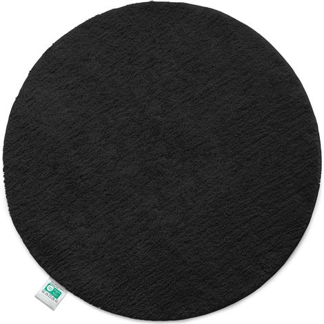 Badematte Sky Badteppich in Rund Schwarz 95 cm Durchmesser