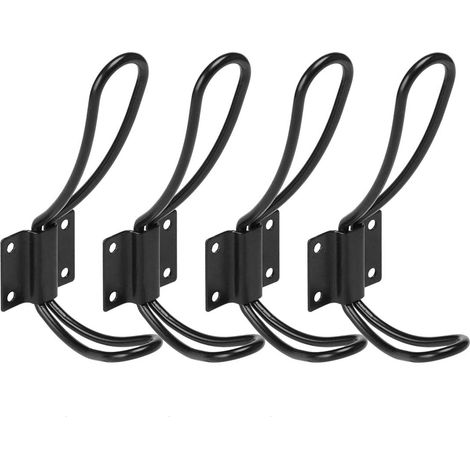 Porte-manteaux doubles pour cabanes de cheminée, porte-clés double, avec collier noir, 4 pièces (1/5)