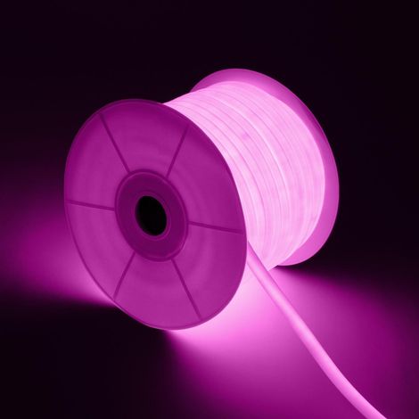 LED-Streifenrolle Neon Dimmbar 220V 50m Rosa Rund 360° 9W/m Schnitt 100cm IP67 Rosa (1/5)