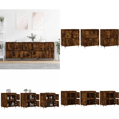 Sideboards 3 Stk. Räuchereiche Holzwerkstoff - Sideboard - Wohnzimmermöbel - Holzmöbel - Regal - Schreibtisch - Home & Living (1/5)
