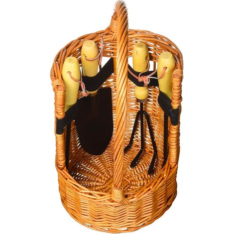 Ensemble Complet Panier avec Outils de Jardinage – avec râteau et palettes, idéal pour l'entretien du Jardin, 22 x 22 x 35 cm (1/5)