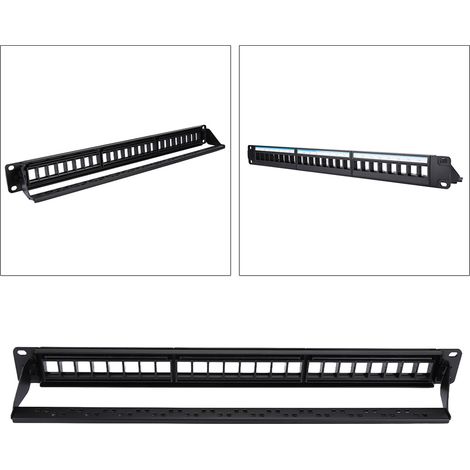 Baie de brassage de données 19 pouces 24 ports pour câbles réseau CAT6 (modules non inclus) (1/5)