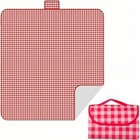 Picknickdecke, wasserdicht, Stranddecke, 3 x 2 m, tragbare Picknickdecke, Campingmatte mit Griff, leicht und faltbar, zum Wandern, Reisen, Parks (rot) (1/5)