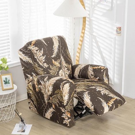 Housse de Fauteuil Relax Haute élasticité pour Fauteuil Relax inclinable 4 pièces avec Poches latérales, 1 Place, Style F (1/4)