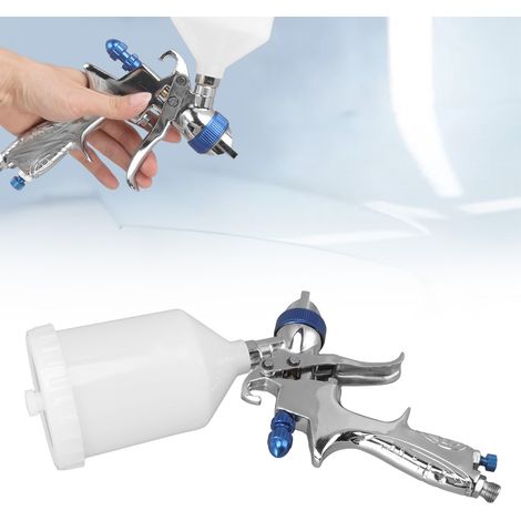 Pistola pulverizadora neumática profesional con alimentación por gravedad (1,4 mm/0,06 pulgadas) para una alta atomización, cabezal de pulverización de aluminio, diámetro de pulverización de 240 mm. (1/5)