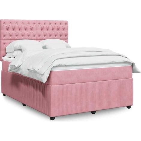 Boxspringbett mit Matratze Rosa 140x200 cm Samt