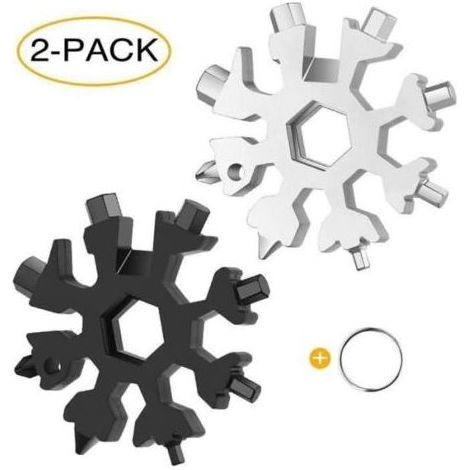 HK10725-Outil multifonction pour flocon de neige 18 en 1 Outil Tout Puissant en acier inoxydable portatif, portatif Porte-clés Tou (1/4)