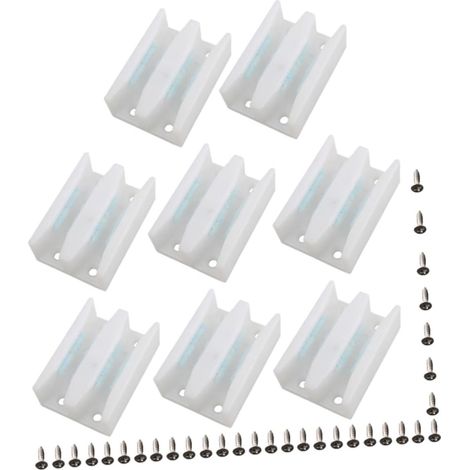 8 pièces guide de sol pour porte coulissante, blanc (1/5)