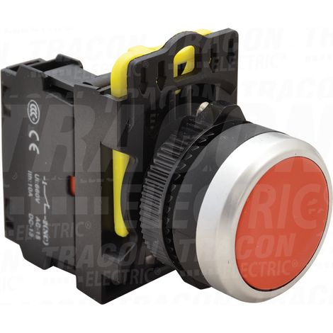Pulsador de máquina cubierto, rojo 1xNC, 5A/230V IP65 (1/3)