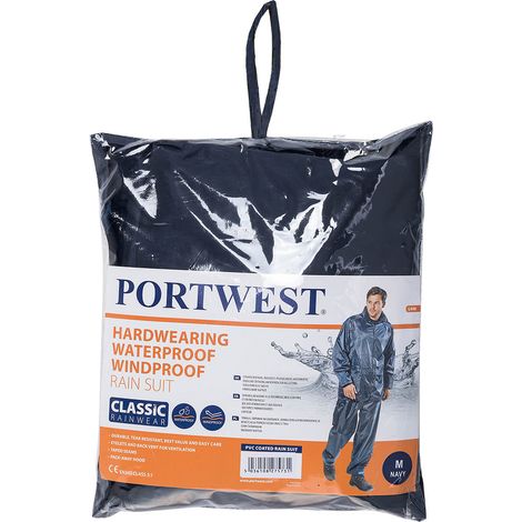 Regenbekleidung (Jacke und Hose) Farbe: Marine Größe S - Portwest