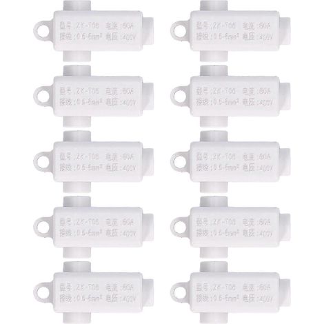 10 Stück T-förmiger Verteilerblock, 3-Wege-Inline-Anschlussdose, Hochleistung ZKT06 400 V 60 A