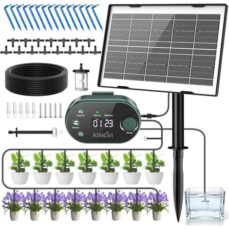 Kit Arrosage Automatique Solaire pour Jardin, Ysteme D'irrigation Goutte à 15 Plantes les, D’Irrigatio Système Vacances, Balcon et en Extérieur - (1/5)