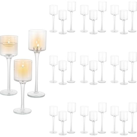 30er Set Glas Kerzenhalter für Teelichter & Stumpenkerzen, 3 Größen (1/5)