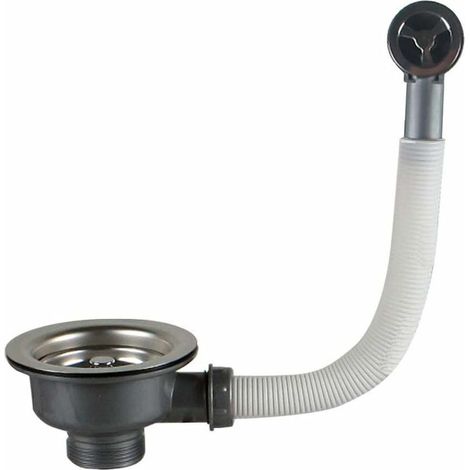 Crépine d'évier en acier inoxydable avec protection anti-débordement, 110 mm (1½ pouce), compatible avec les éviers standards. ABS inclus.