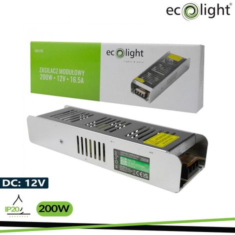 ALIMENTATORE LED 200W 12V 17A   IP20 SLIM 224X69X40 (1/2)