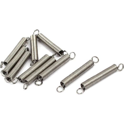 Traction Spring Tension Spring Extension Springs 0.3mmx3mmx25mm 304 Stainless Steel Silver 10pcs (1/3)