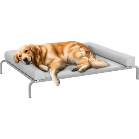 PawHut cama elevada para perros grandes refrescante con refuerzos extraíbles malla transpirable para interior exterior 130x90x30 cm gris claro