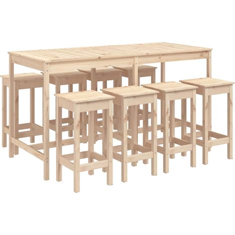 Maison Exclusive - Mesa y taburetes altos jardín 9 piezas madera