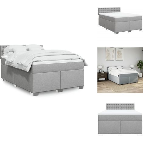 Sommier à lattes de lit avec matelas Gris clair 160x200cm Tissu - Sommier À Lattes De Lit - Sommiers À Lattes De Lit - Lit - Meuble De Chambre À Coucher (1/5)