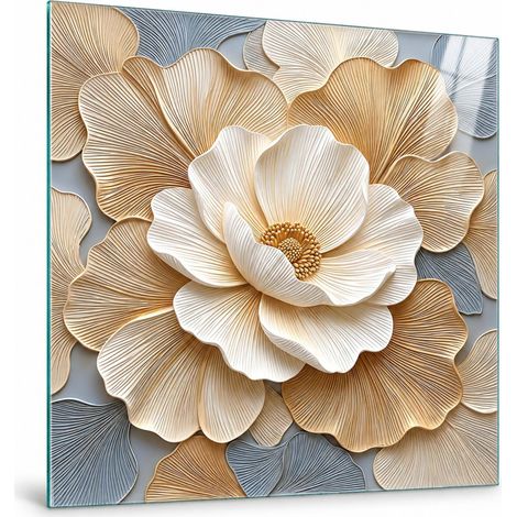 Lupia Quadro Floreale su Vetro 30x30 cm GLASS PETALI RIGATI 2 da Parete (1/4)