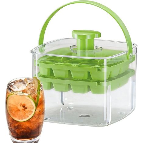 Bac à glaçons avec bac de rangement plateau presse réutilisable pratique et Moule pour blocs à glace pour le congélateur, cuisine, refroidissement de (1/5)